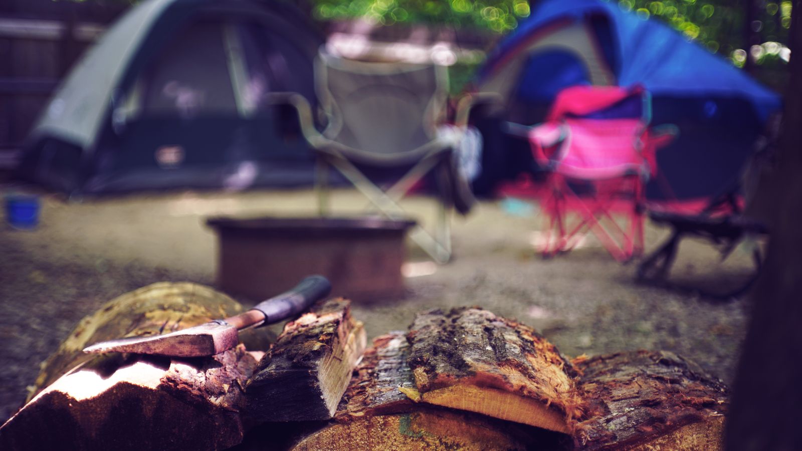 Dry firewood prepared safely before building an outdoor fire