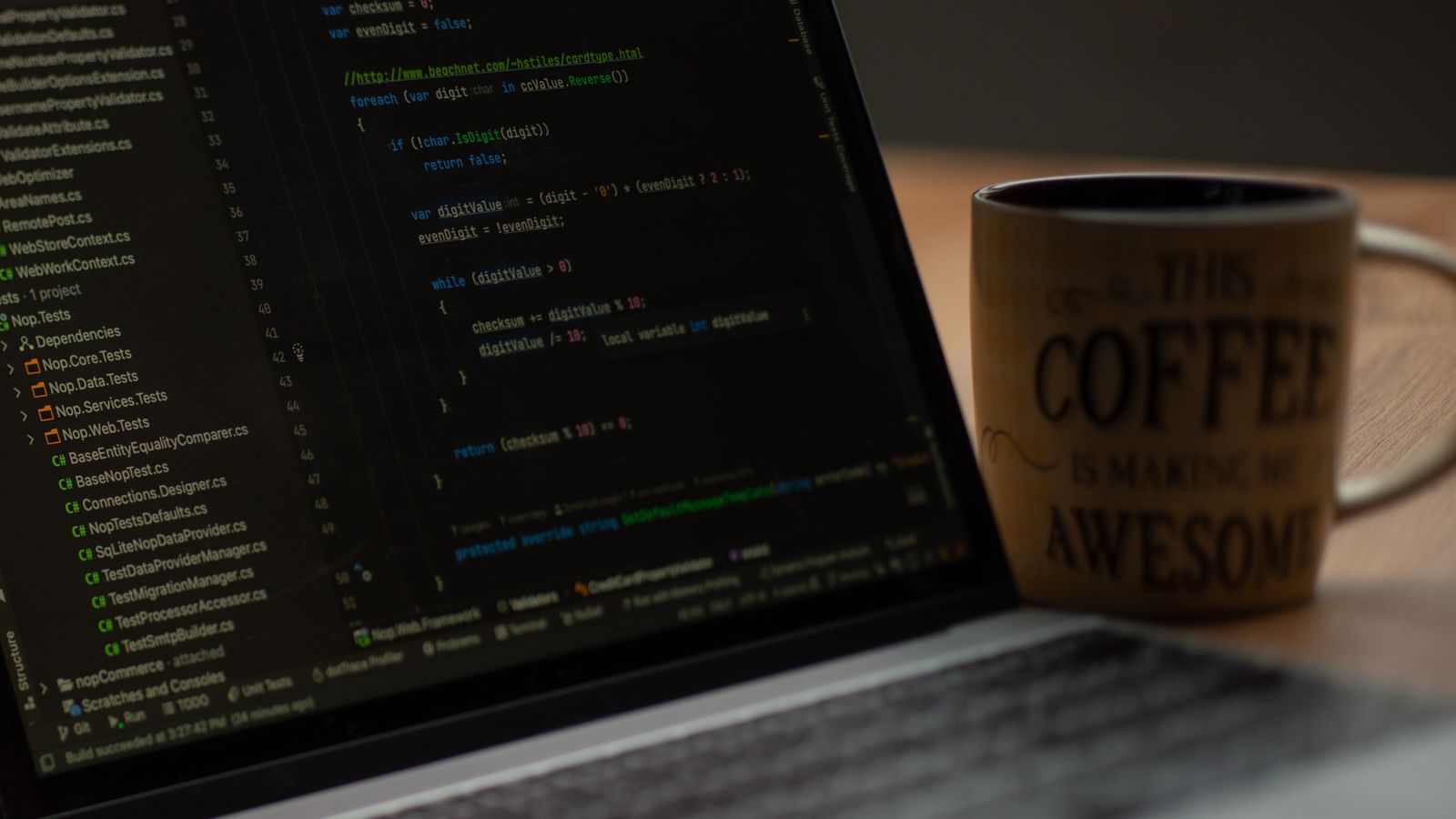 Software workspace displayed on a laptop screen
