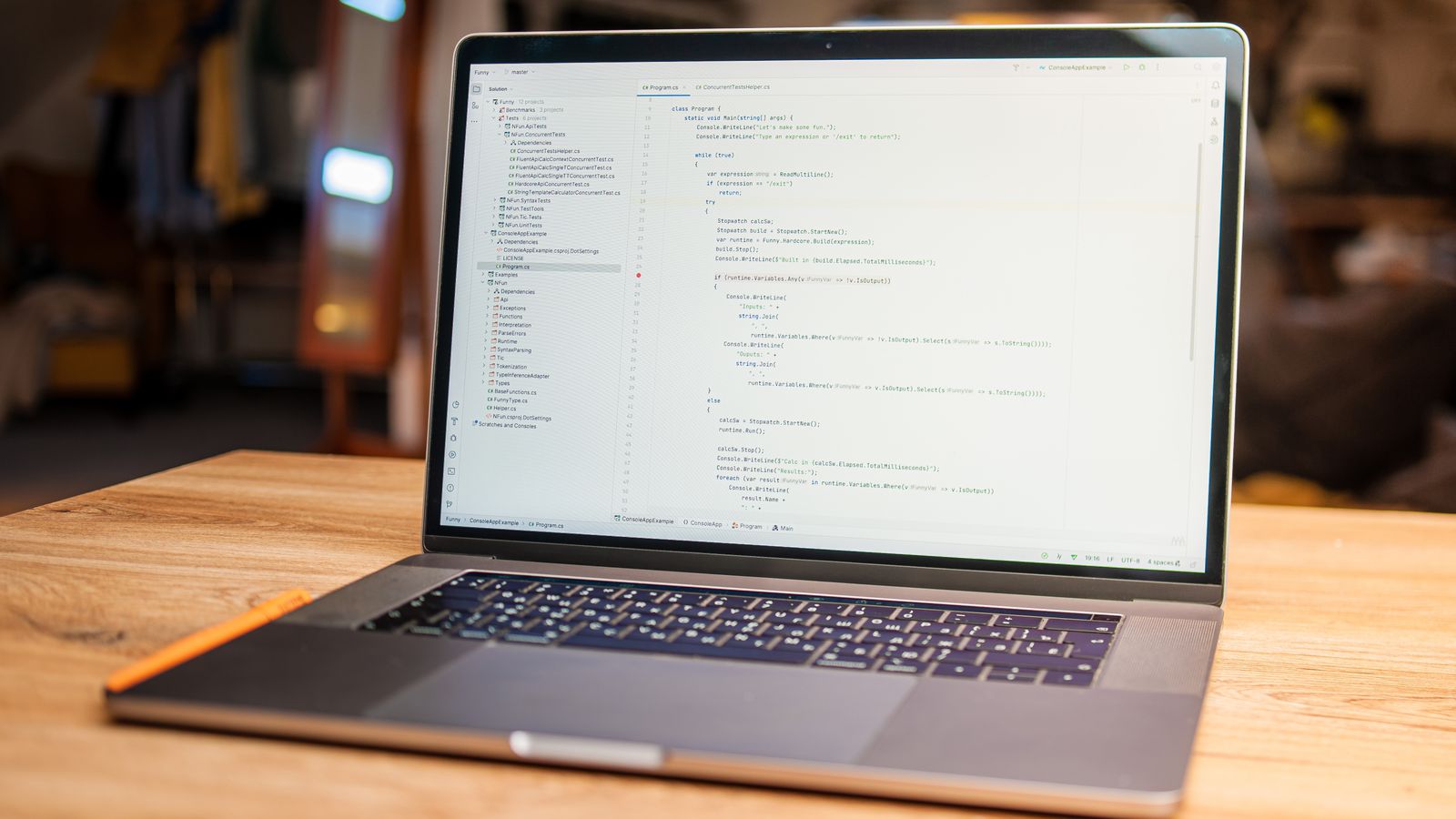 Laptop displaying software in a calm modern workspace