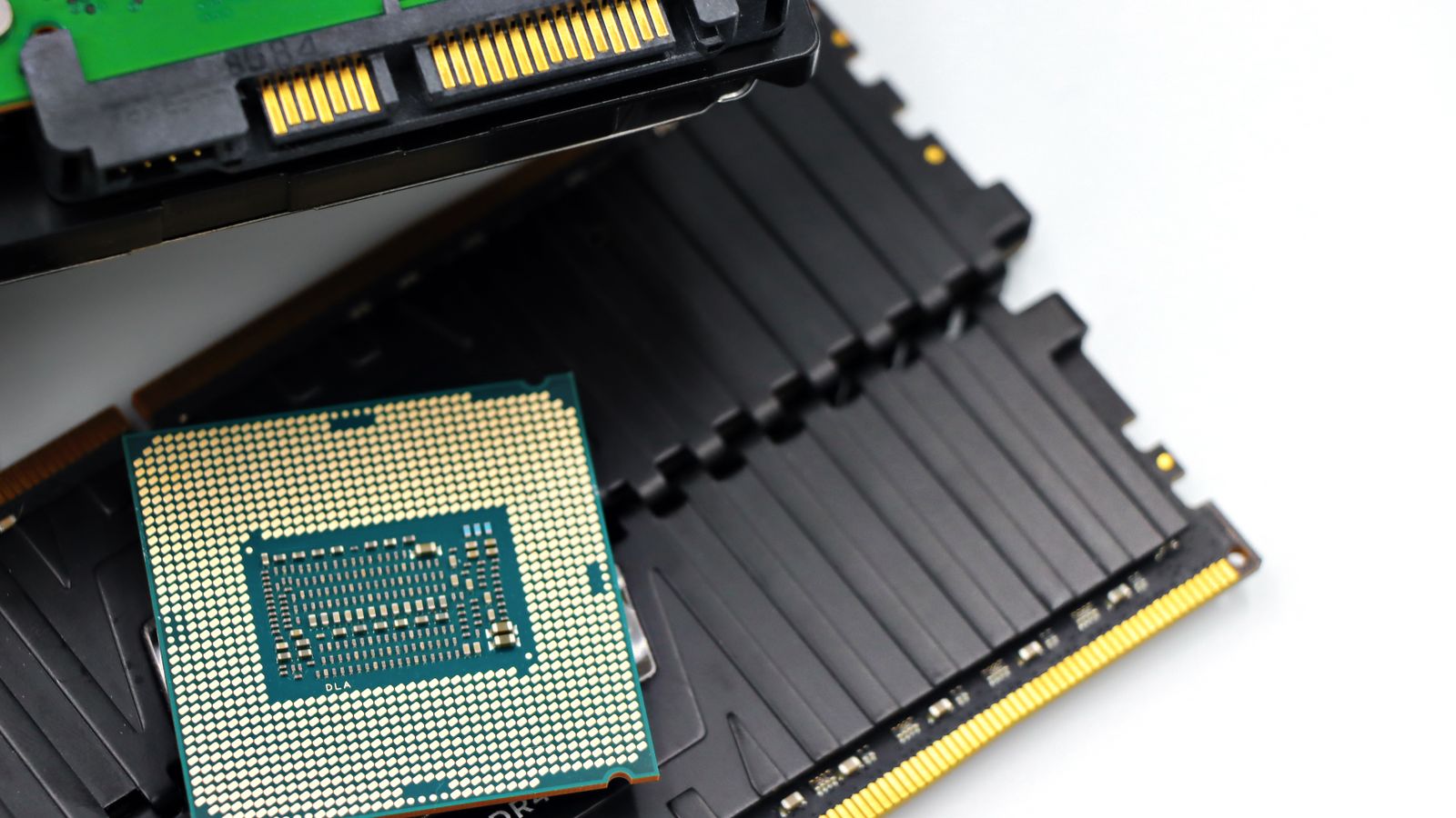 Close-up of RAM modules and a desktop processor